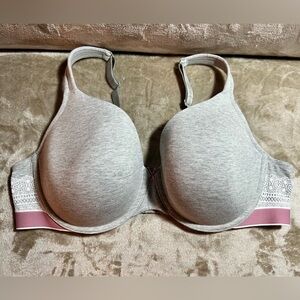 Cacique Bra Gray With Purple & White Trim Size 44D